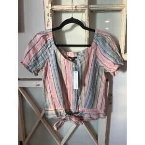 NWT Drew size medium linen blend striped top